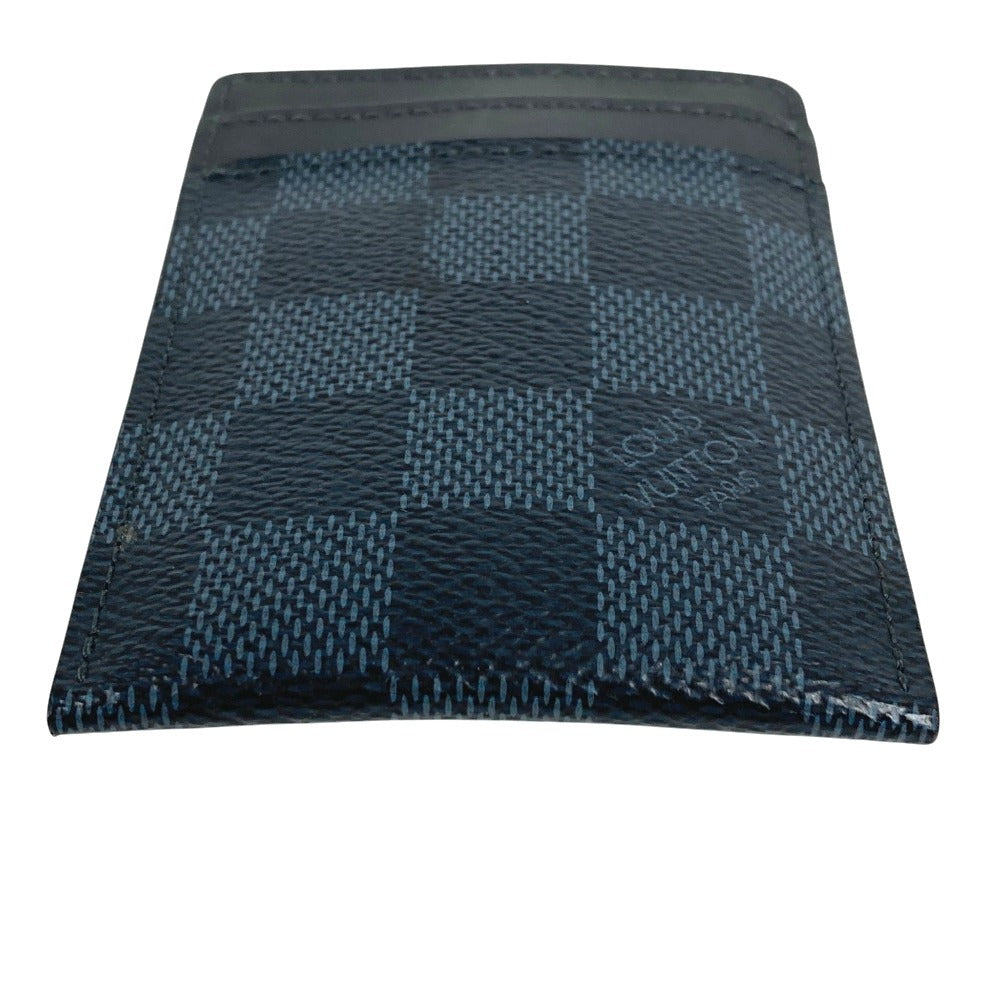 LOUIS VUITTON N63217 Damier Cobalt Porte Cartes Pants Porte Cartes Pants Business card holder, pass case, with money clip Card Case Damier Cobalt Canvas Navy Used
