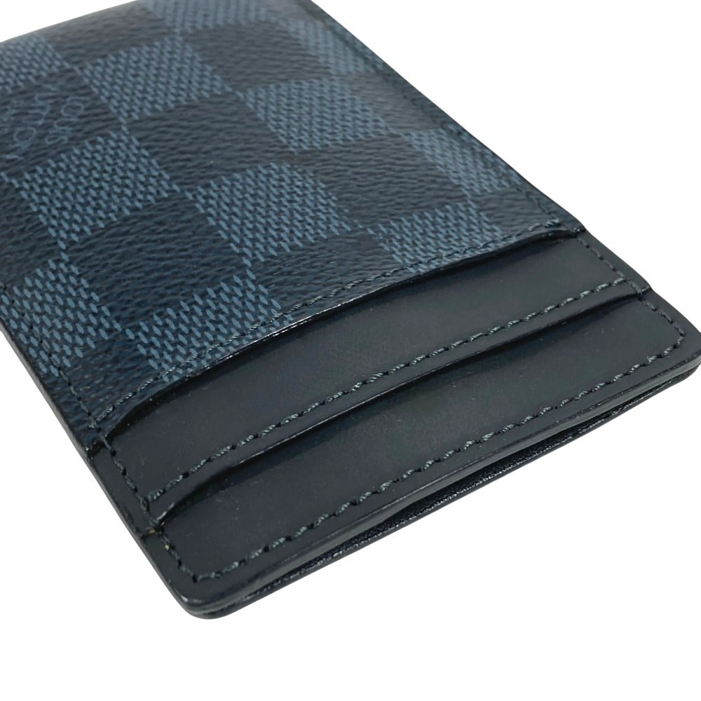 LOUIS VUITTON N63217 Damier Cobalt Porte Cartes Pants Porte Cartes Pants Business card holder, pass case, with money clip Card Case Damier Cobalt Canvas Navy Used