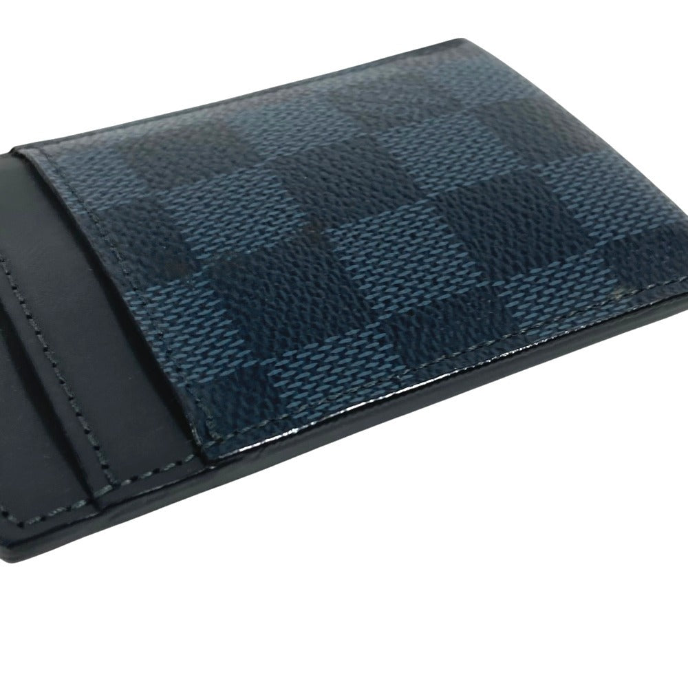 LOUIS VUITTON N63217 Damier Cobalt Porte Cartes Pants Porte Cartes Pants Business card holder, pass case, with money clip Card Case Damier Cobalt Canvas Navy Used