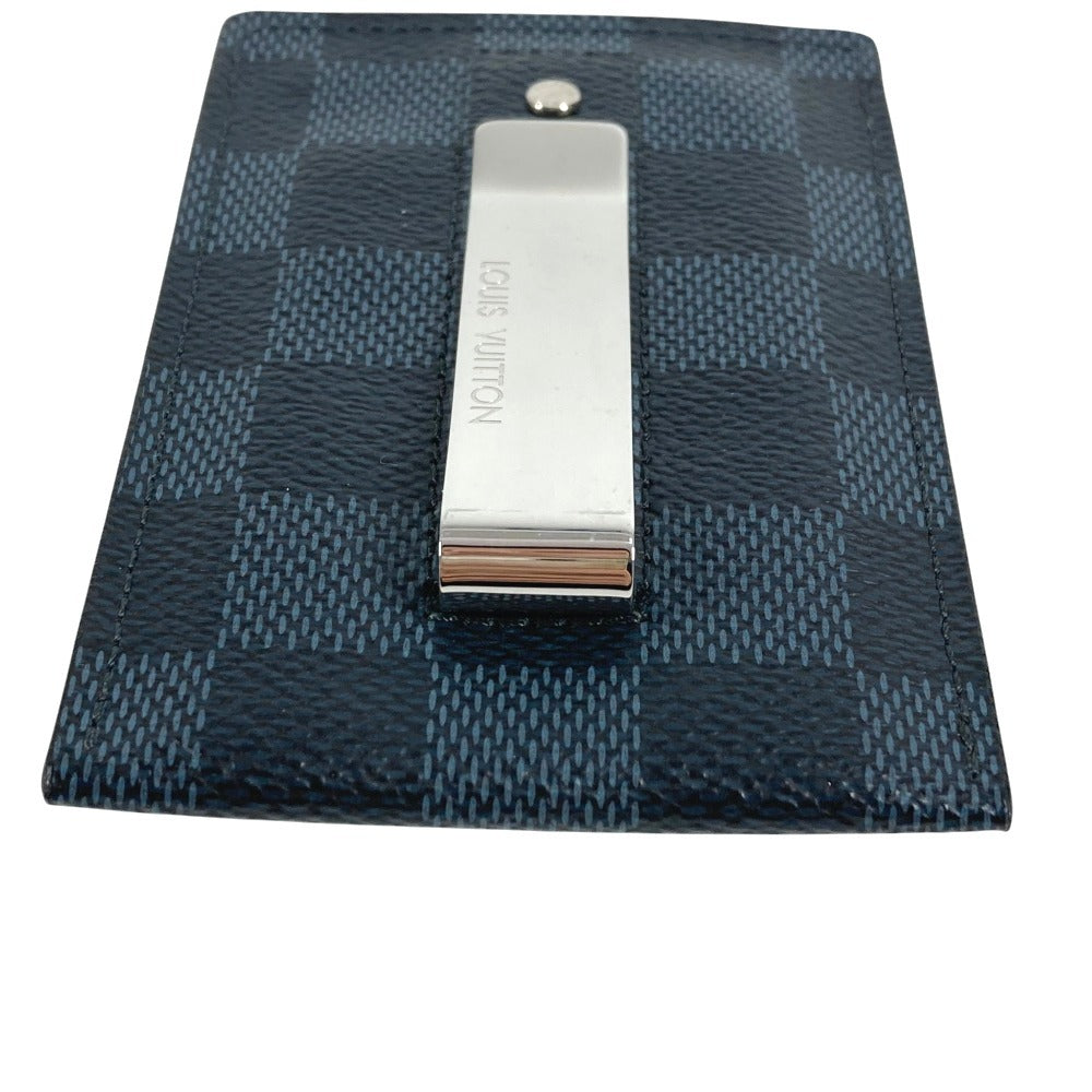 LOUIS VUITTON N63217 Damier Cobalt Porte Cartes Pants Porte Cartes Pants Business card holder, pass case, with money clip Card Case Damier Cobalt Canvas Navy Used