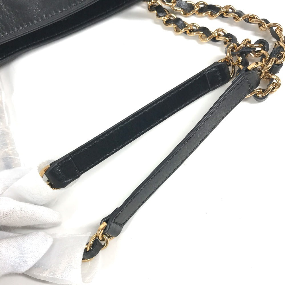VERSACE medusa logo Bag, Tote Bag, Double Chain Bag, Chain Bag Shoulder Bag Leather Black/Gold Used