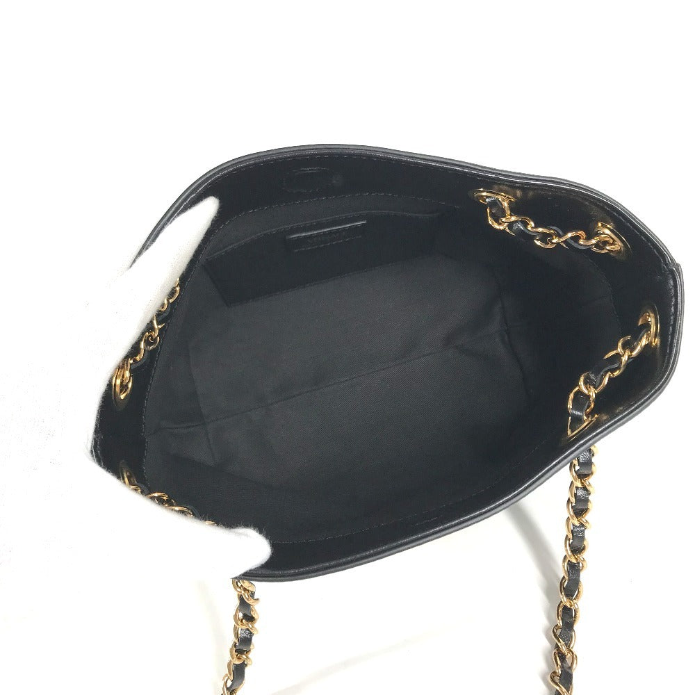 VERSACE medusa logo Bag, Tote Bag, Double Chain Bag, Chain Bag Shoulder Bag Leather Black/Gold Used
