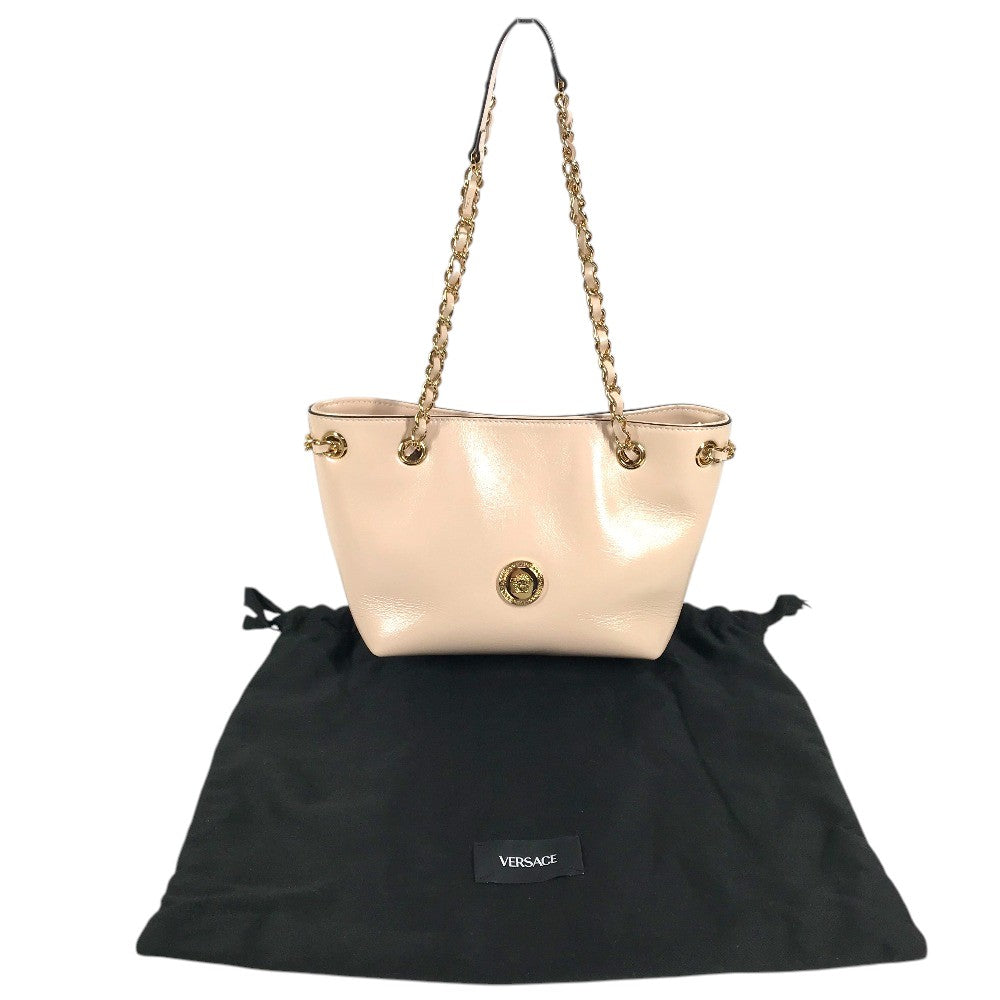 VERSACE medusa logo Double Chain Leather Shoulder Handbag Shoulder Bag Leather pink Used