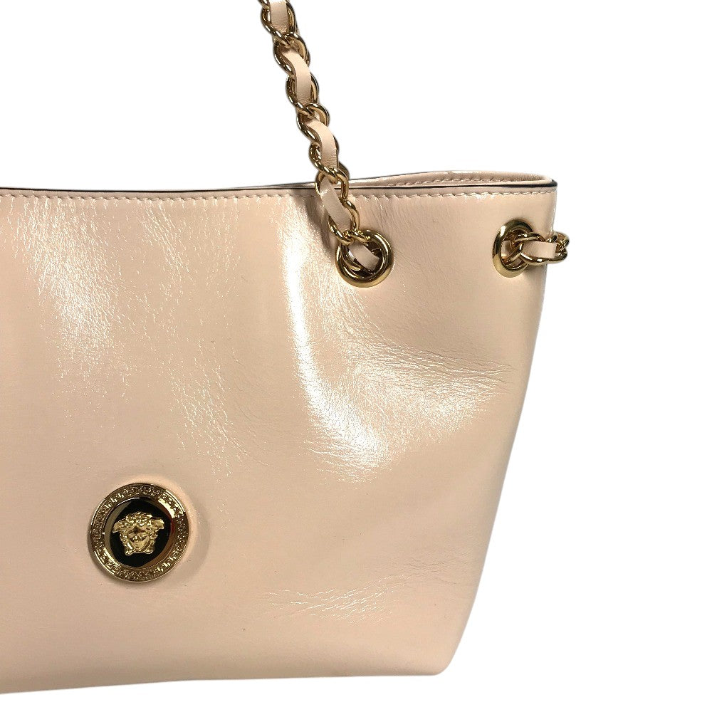 VERSACE medusa logo Double Chain Leather Shoulder Handbag Shoulder Bag Leather pink Used