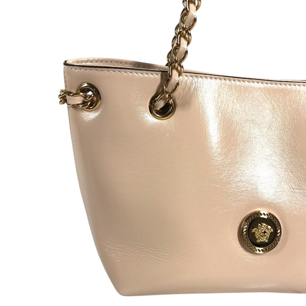 VERSACE medusa logo Double Chain Leather Shoulder Handbag Shoulder Bag Leather pink Used