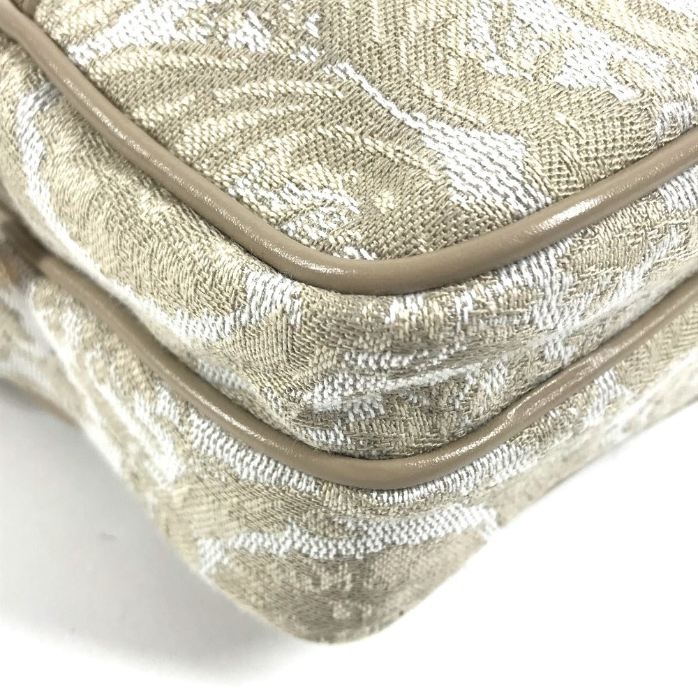 VERSACE Greca logo Pochette Bag Crossbody Shoulder Bag Leather/Canvas Beige Used