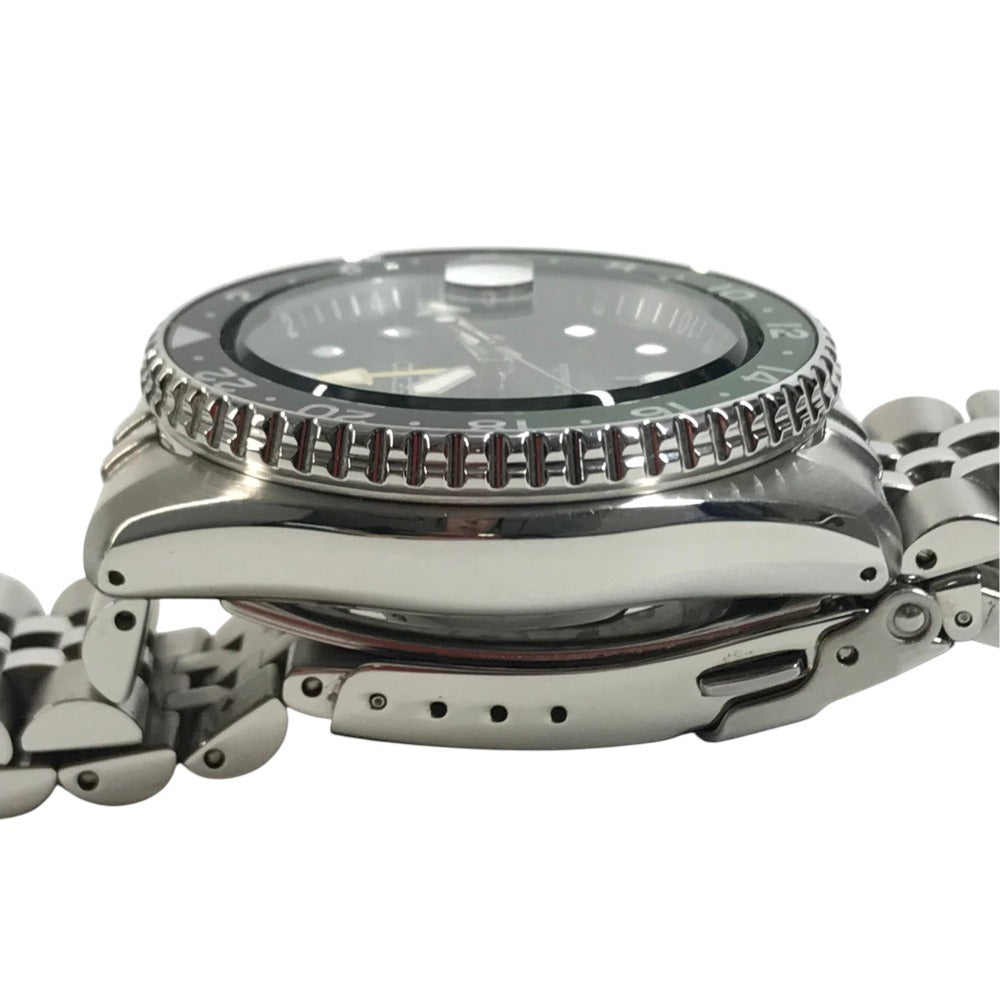 SEIKO SBSC019 5Sports SKX GMT series Seiko Five Sports Men's watch, open case back Wristwatch SS Silver/Green Used