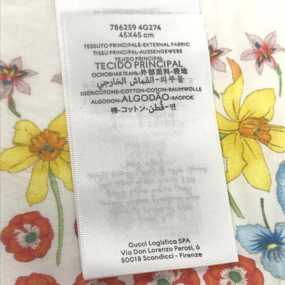 GUCCI 786259 Japan limited JAPAN Flora floral pattern flower Scarf handkerchief cotton White/Multicolore Used