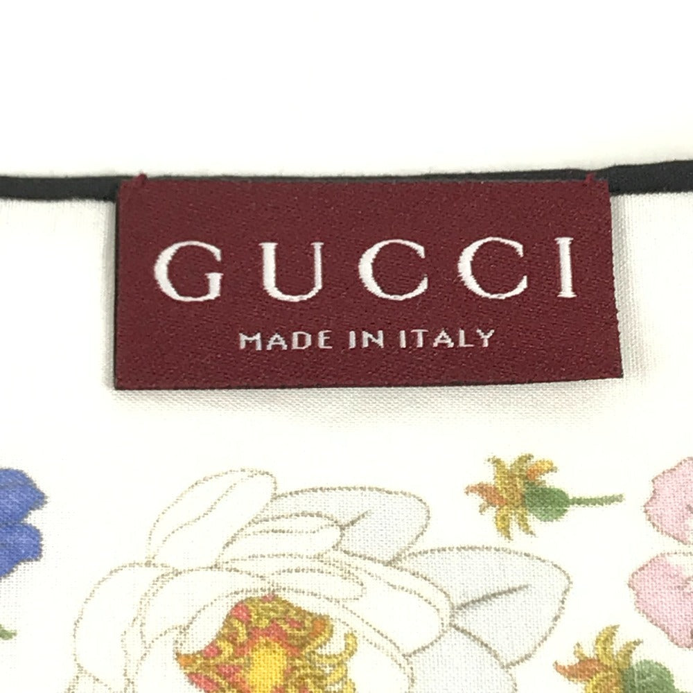 GUCCI 786259 Japan limited JAPAN Flora floral pattern flower Scarf handkerchief cotton White/Multicolore Used
