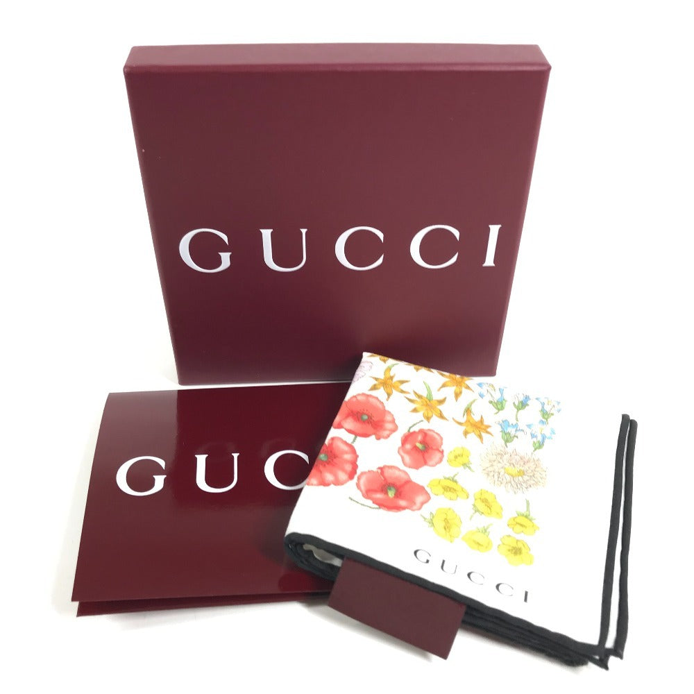 GUCCI 786259 Japan limited JAPAN Flora floral pattern flower Scarf handkerchief cotton White/Multicolore Used