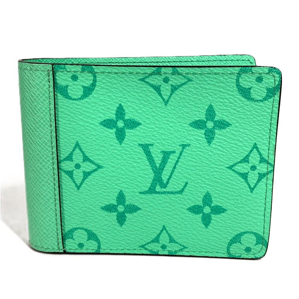 LOUIS VUITTON M27649 Taigalama Portefeuille Multripru Compact Wallet Billfold Folded wallet MonogramCanvas / Taiga Leather mint Green Used