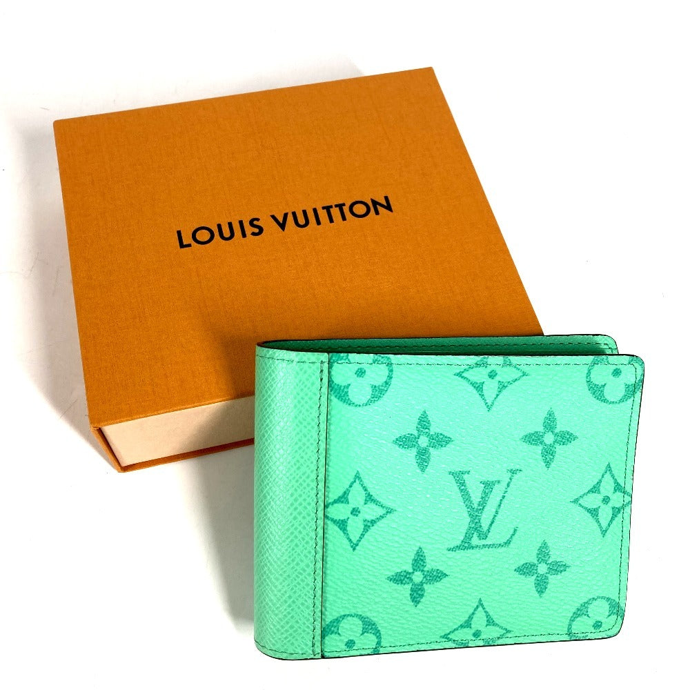 LOUIS VUITTON M27649 Taigalama Portefeuille Multripru Compact Wallet Billfold Folded wallet MonogramCanvas / Taiga Leather mint Green Used