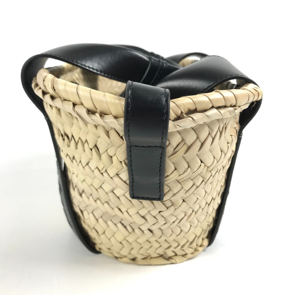 Chloe Sense Mini Sense Mini Basket Bag Bag Tote Bag 2WAY Bag Shoulder Bag Hand Bag Raffia / Leather Black/Beige Used
