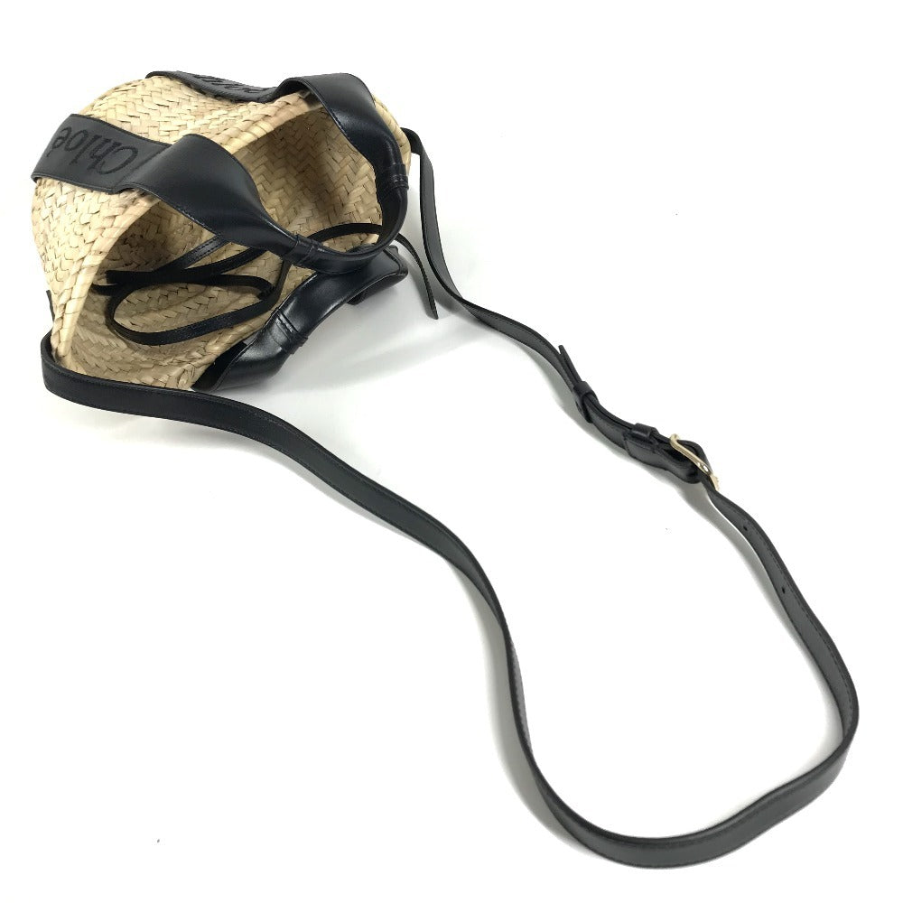 Chloe Sense Mini Sense Mini Basket Bag Bag Tote Bag 2WAY Bag Shoulder Bag Hand Bag Raffia / Leather Black/Beige Used