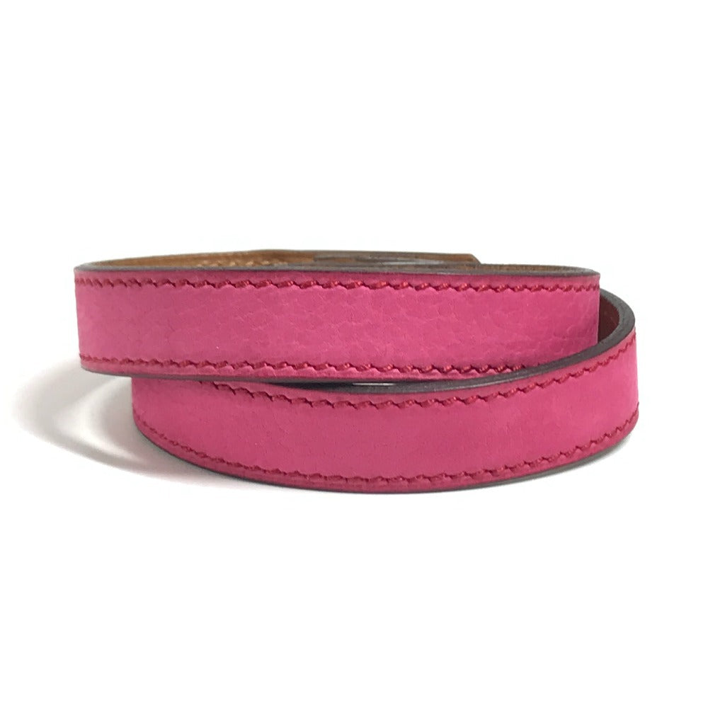 HERMES Kelly Double Tour Double Bracelet Bangle accessory, leather Bracelet Leather pink/SilverHardware Used