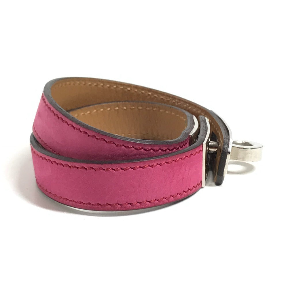 HERMES Kelly Double Tour Double Bracelet Bangle accessory, leather Bracelet Leather pink/SilverHardware Used