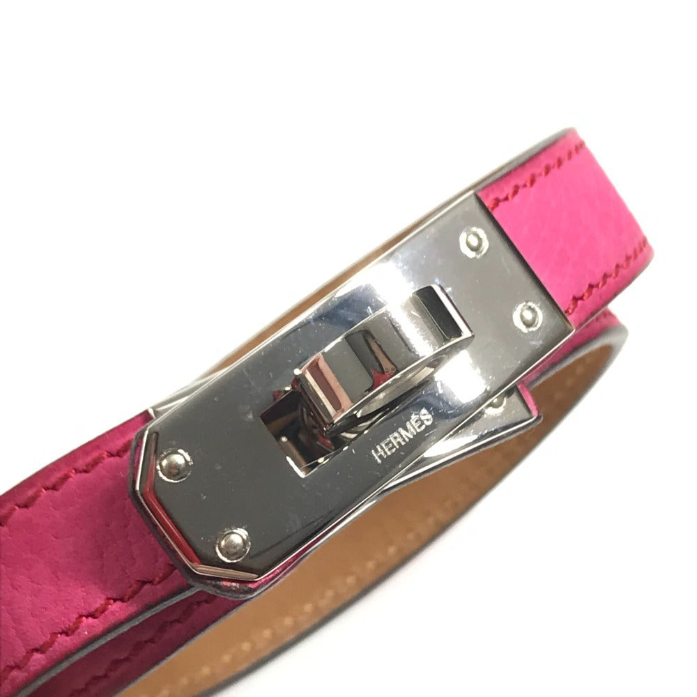 HERMES Kelly Double Tour Double Bracelet Bangle accessory, leather Bracelet Leather pink/SilverHardware Used