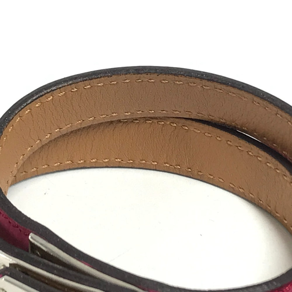 HERMES Kelly Double Tour Double Bracelet Bangle accessory, leather Bracelet Leather pink/SilverHardware Used