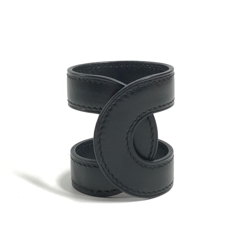 HERMES Ano Leather Bangle Bangle accessory Leather bangle Bracelet Leather Black Used