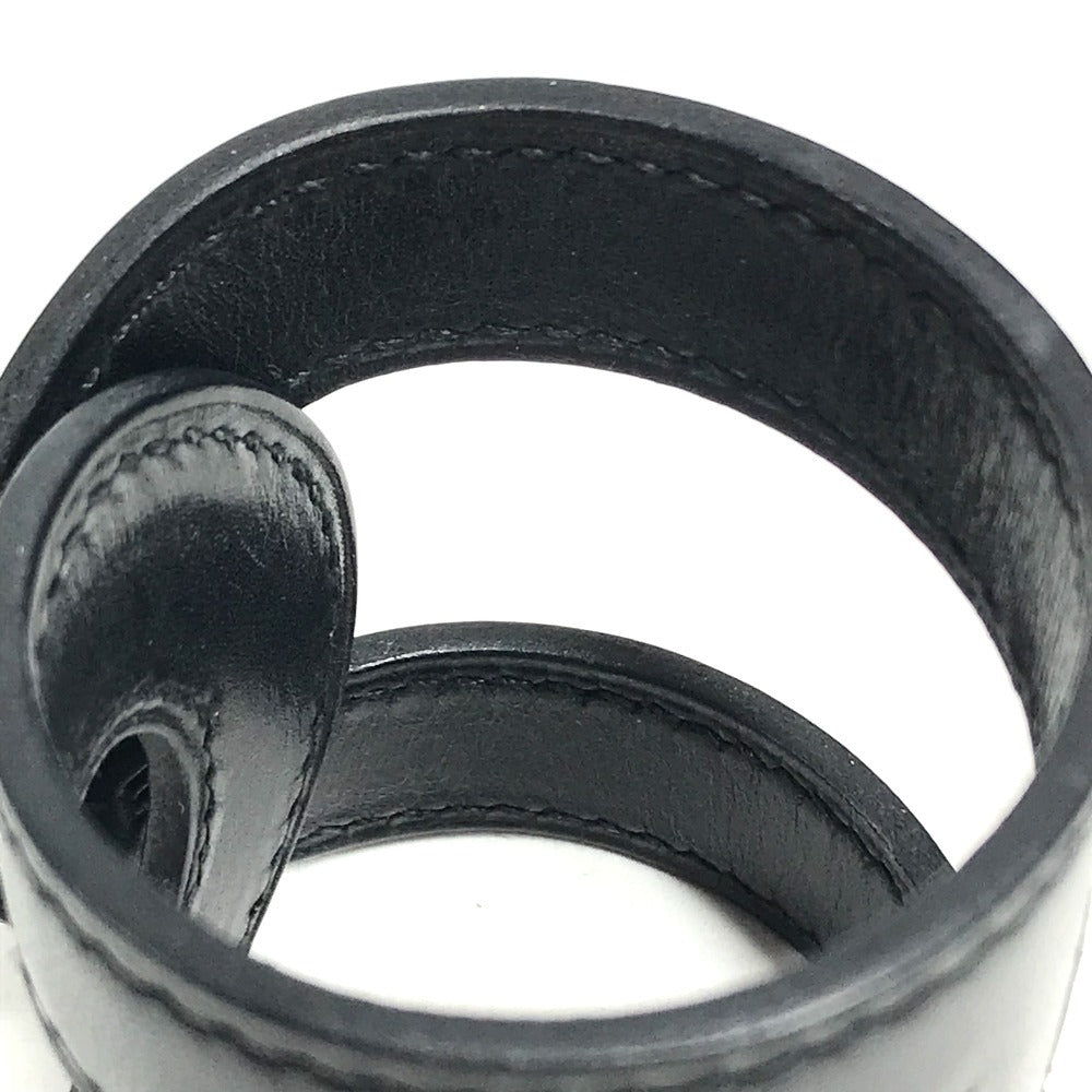 HERMES Ano Leather Bangle Bangle accessory Leather bangle Bracelet Leather Black Used