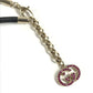 GUCCI 不明 Rhinestone Heart GG Logo Marina Long Necklace Accessory Necklace Leather / Wood Brown/Pink x Black Used