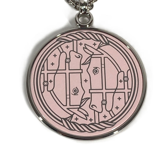 HERMES Long Necklace Cheval Horse Medallion Quadrière Quadrière GM Accessories Jewelry Chain Necklace Necklace Metal Silver/pink Used