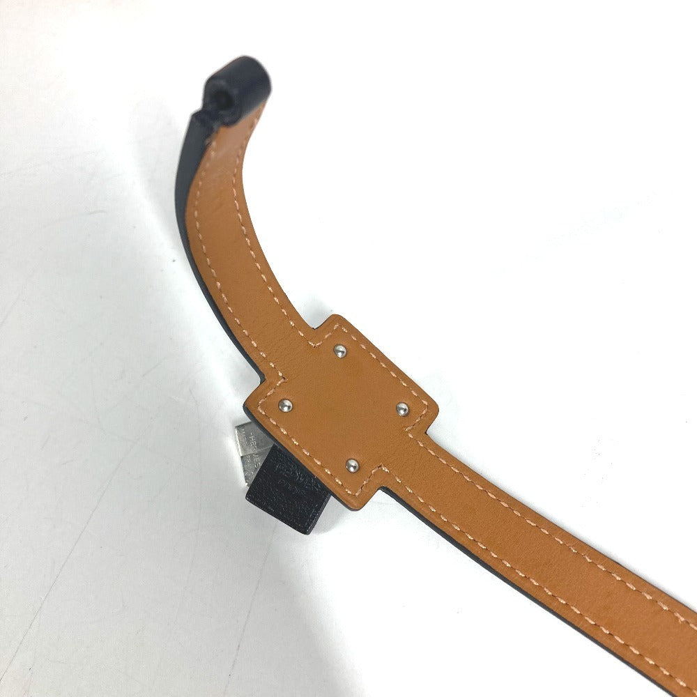 HERMES O'Celery Double Tour Accessories bangle Bracelet Leather Black/SilverHardware Used