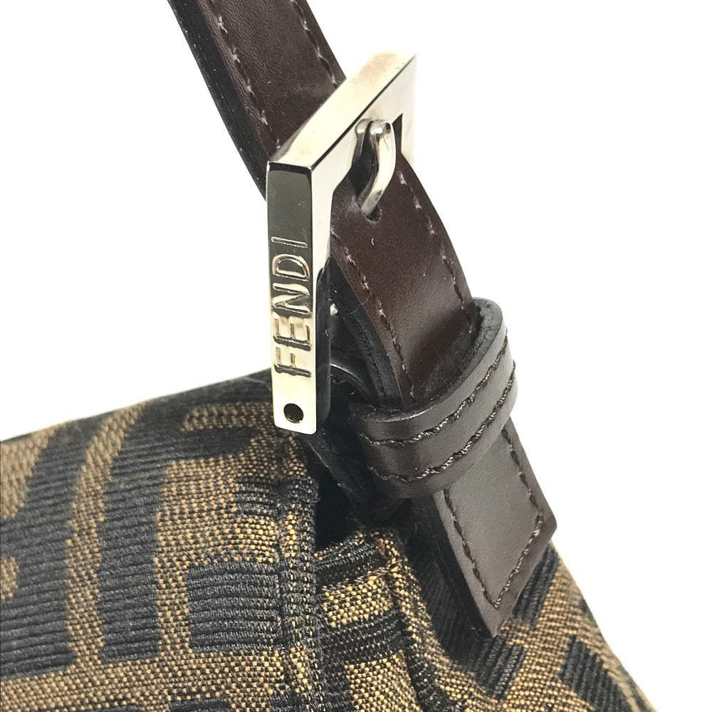 FENDI Mamma Baguette Logo bag flap shawl Shoulder Bag Canvas/Leather Brown Used
