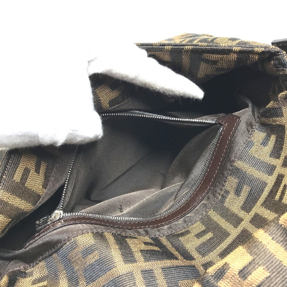 FENDI Mamma Baguette Logo bag flap shawl Shoulder Bag Canvas/Leather Brown Used