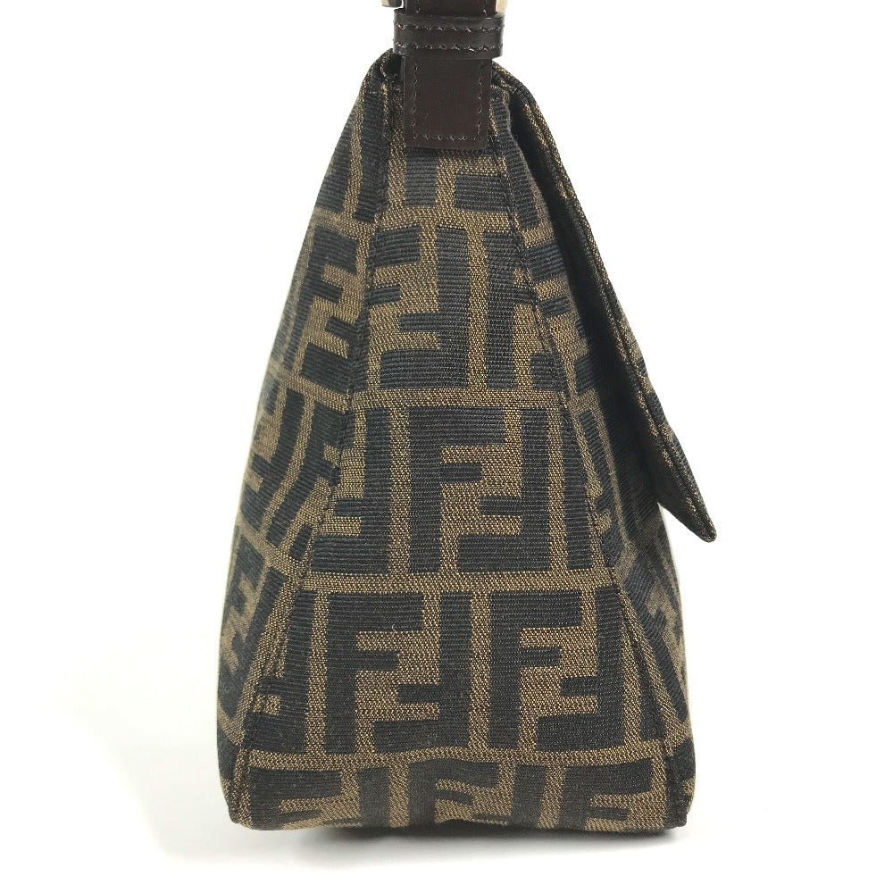 FENDI Mamma Baguette Logo bag flap shawl Shoulder Bag Canvas/Leather Brown Used