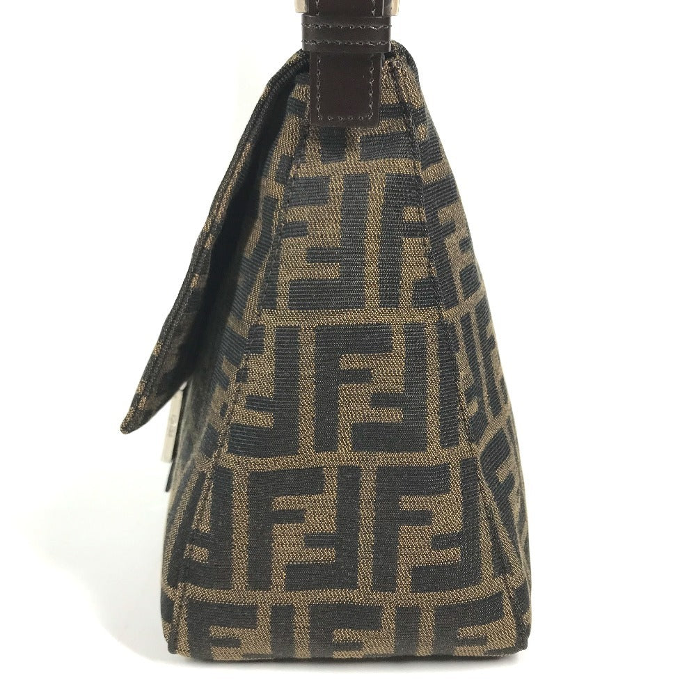 FENDI Mamma Baguette Logo bag flap shawl Shoulder Bag Canvas/Leather Brown Used