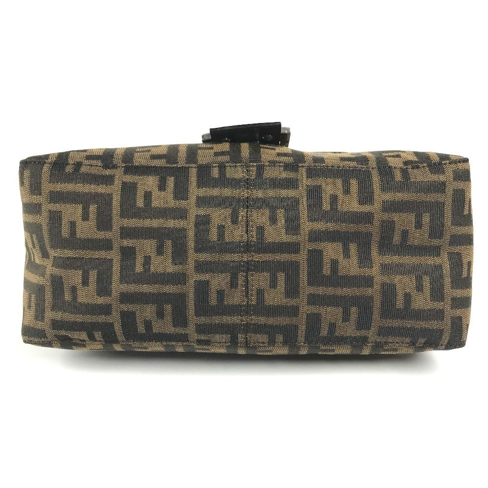FENDI Mamma Baguette Logo bag flap shawl Shoulder Bag Canvas/Leather Brown Used