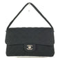 CHANEL W face CC CC Mark Logo Double Flap bag flap shawl Shoulder Bag cotton Black/SilverHardware Used