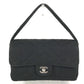 CHANEL W face CC CC Mark Logo Double Flap bag flap shawl Shoulder Bag cotton Black/SilverHardware Used
