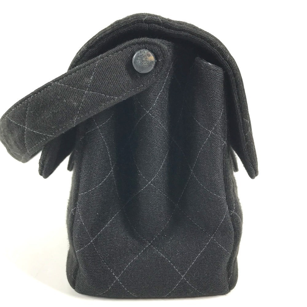 CHANEL W face CC CC Mark Logo Double Flap bag flap shawl Shoulder Bag cotton Black/SilverHardware Used
