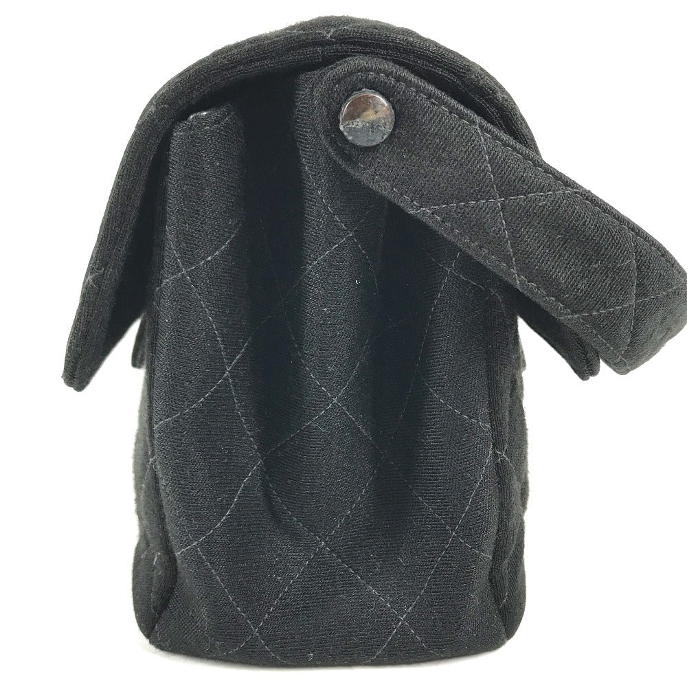 CHANEL W face CC CC Mark Logo Double Flap bag flap shawl Shoulder Bag cotton Black/SilverHardware Used