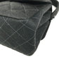 CHANEL W face CC CC Mark Logo Double Flap bag flap shawl Shoulder Bag cotton Black/SilverHardware Used
