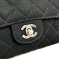 CHANEL W face CC CC Mark Logo Double Flap bag flap shawl Shoulder Bag cotton Black/SilverHardware Used