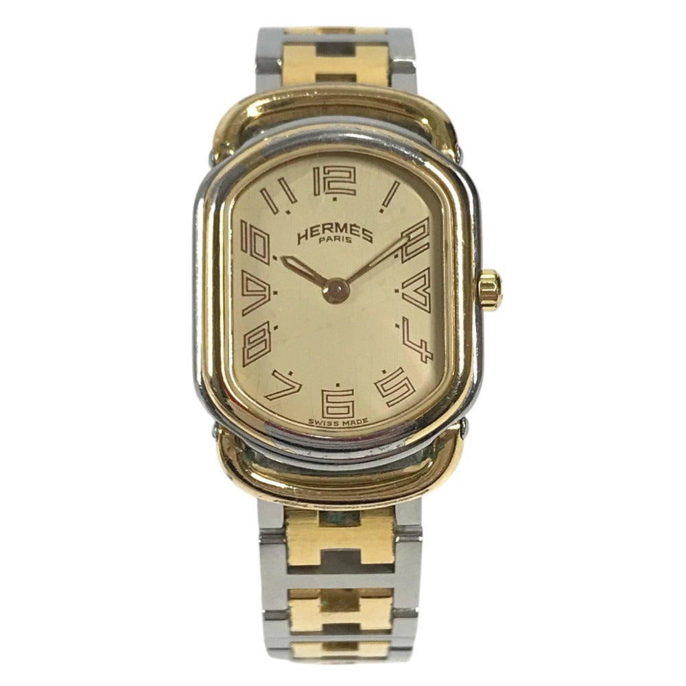 HERMES 不明 vintage Larry duo Quartz Women's Watch Wristwatch SS Silver/Gold Used