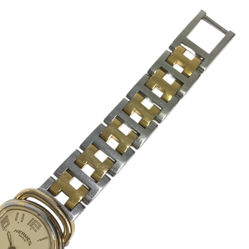 HERMES 不明 vintage Larry duo Quartz Women's Watch Wristwatch SS Silver/Gold Used