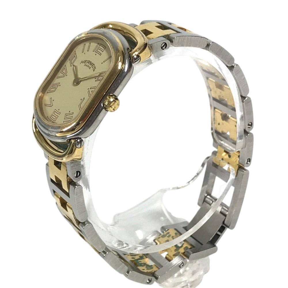 HERMES 不明 vintage Larry duo Quartz Women's Watch Wristwatch SS Silver/Gold Used