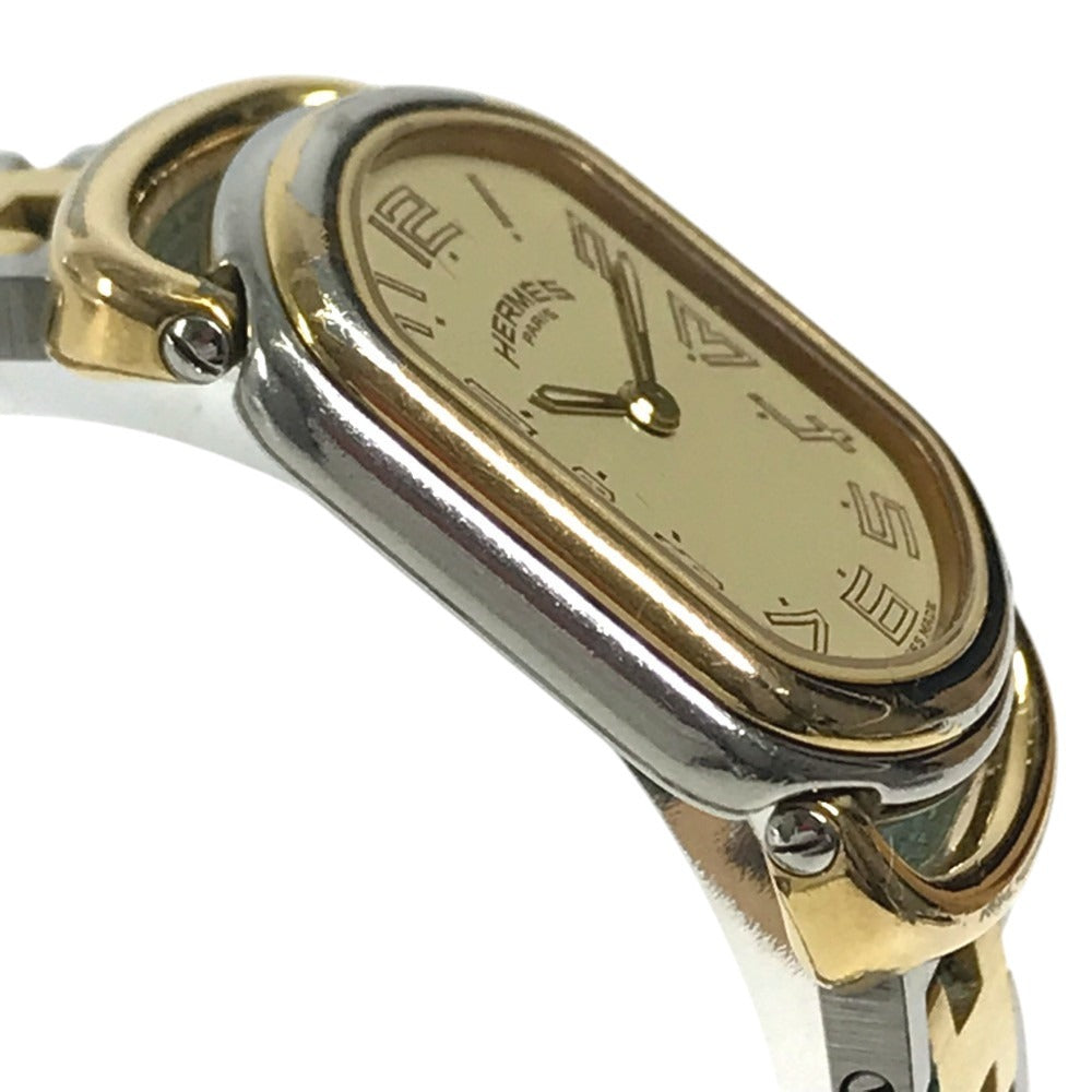 HERMES 不明 vintage Larry duo Quartz Women's Watch Wristwatch SS Silver/Gold Used