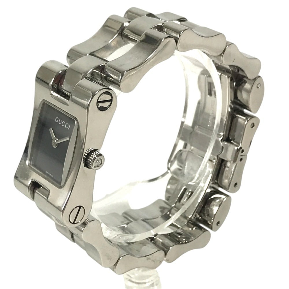 GUCCI 2305L logo Quartz Women's Watch Wristwatch SS Silver/Black Used