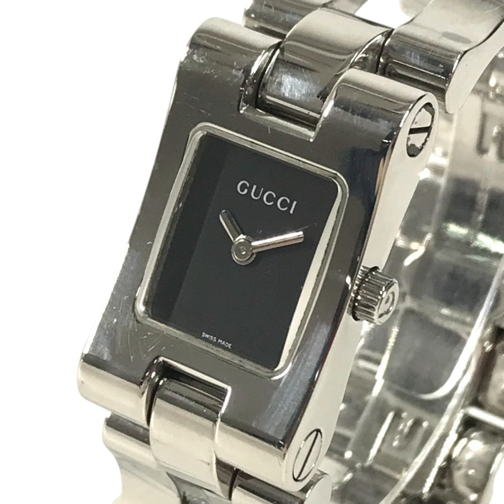 GUCCI 2305L logo Quartz Women's Watch Wristwatch SS Silver/Black Used