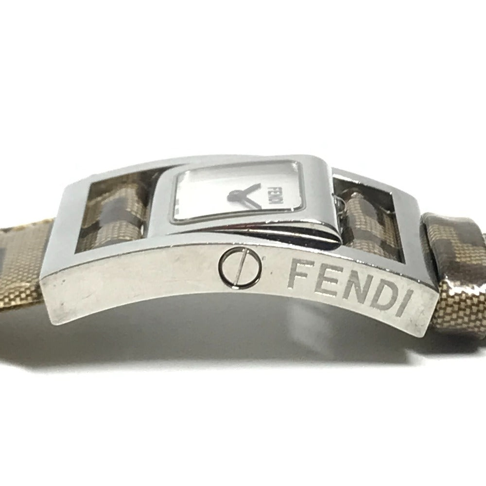 FENDI Zucca Logo Gyro Quartz Women's Watch Wristwatch PVC Brown/Silver Used