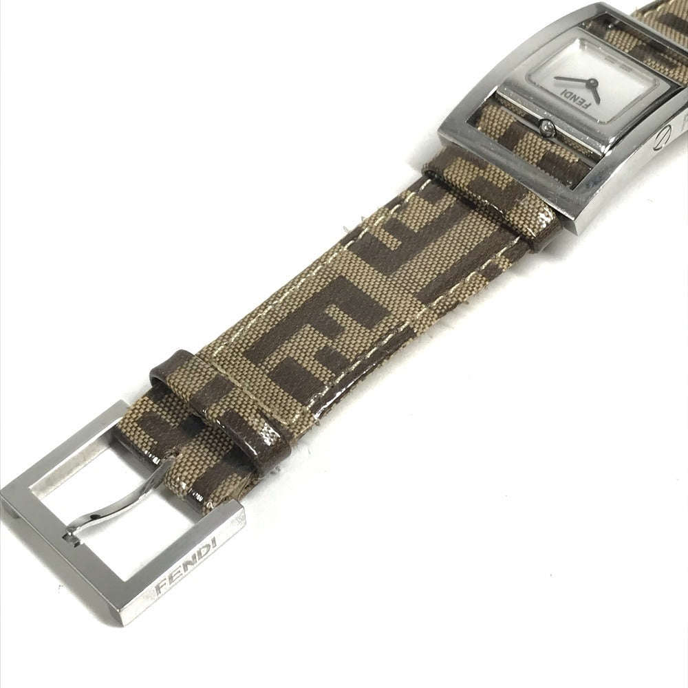 FENDI Zucca Logo Gyro Quartz Women's Watch Wristwatch PVC Brown/Silver Used