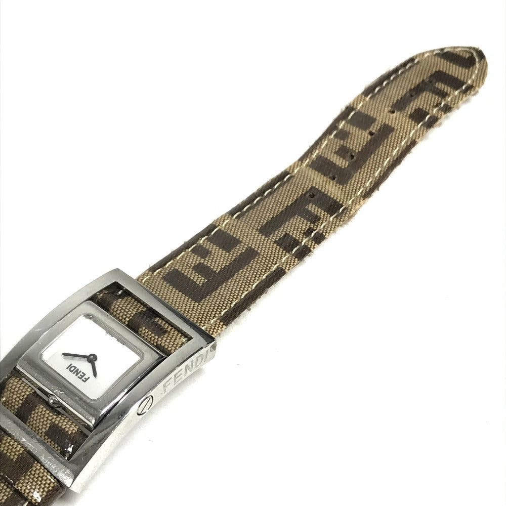 FENDI Zucca Logo Gyro Quartz Women's Watch Wristwatch PVC Brown/Silver Used
