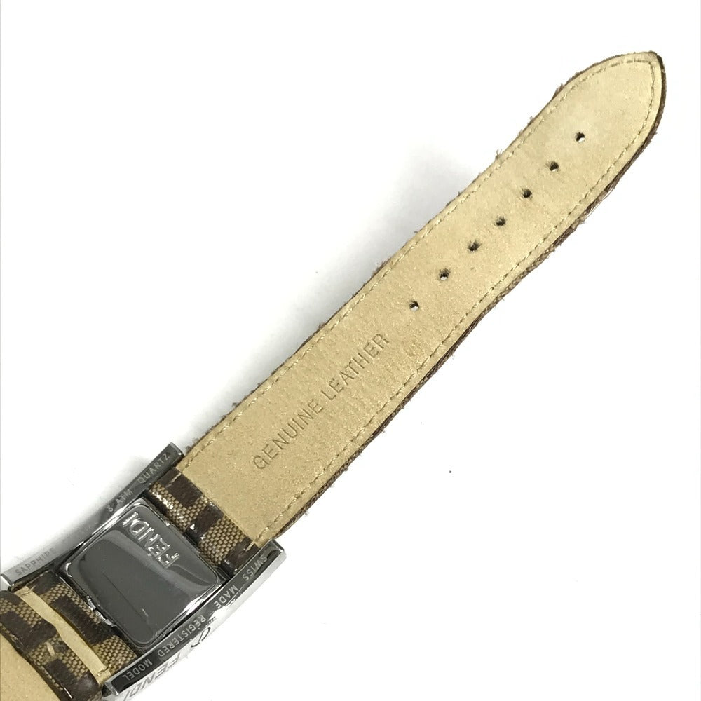 FENDI Zucca Logo Gyro Quartz Women's Watch Wristwatch PVC Brown/Silver Used