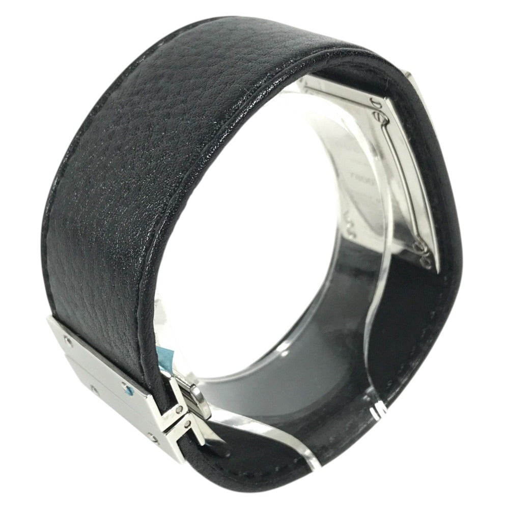 GUCCI 7800S Logo Bangle Watch Leather Quartz Women's Watch Wristwatch Leather / SS Silver/Black Used