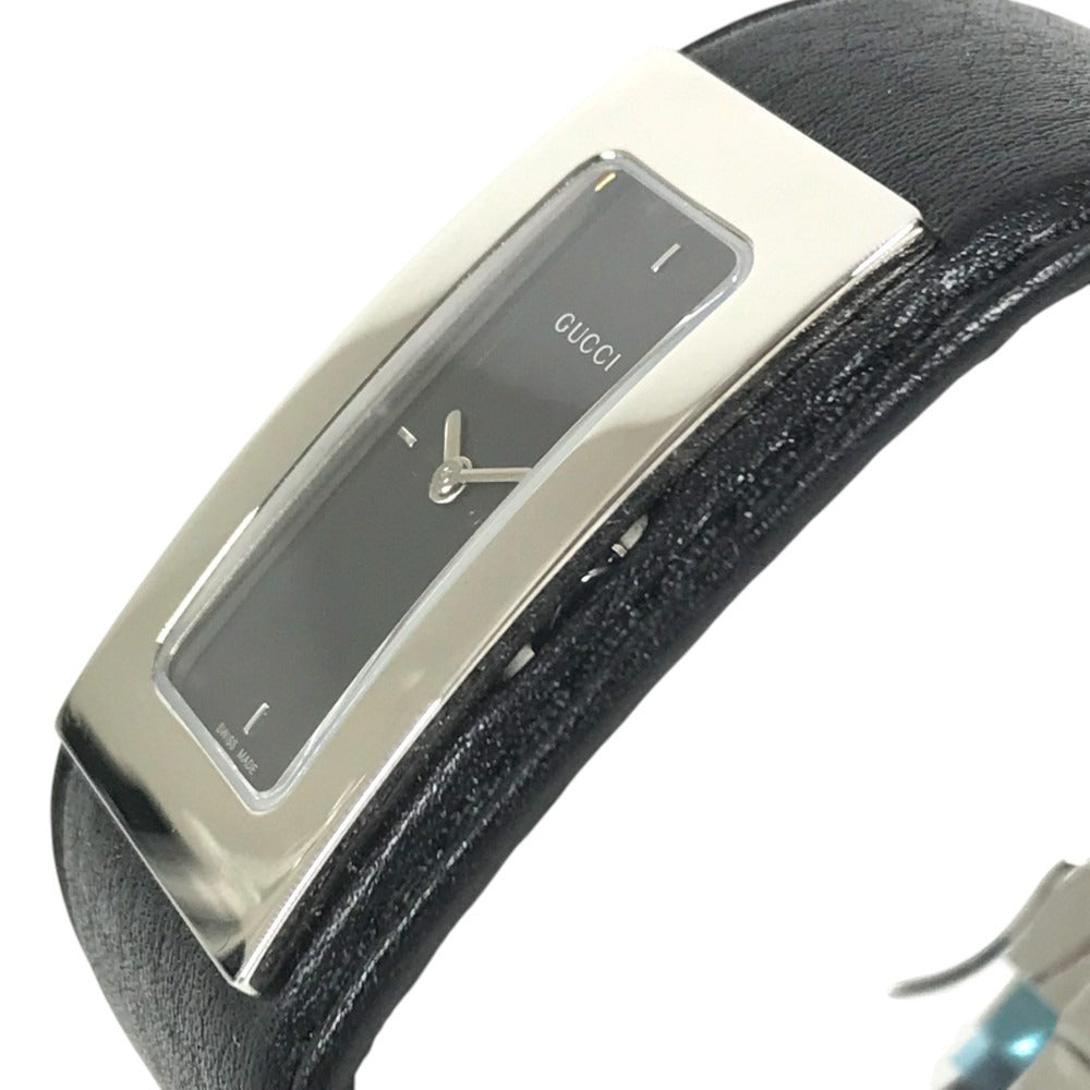GUCCI 7800S Logo Bangle Watch Leather Quartz Women's Watch Wristwatch Leather / SS Silver/Black Used